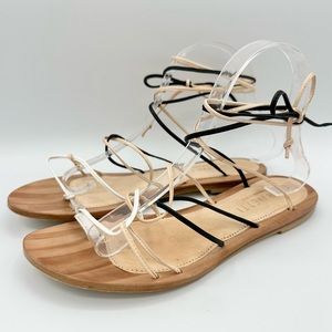 CoRNETTI Angela Lace Up Gladiator Sandal leather Black white cream